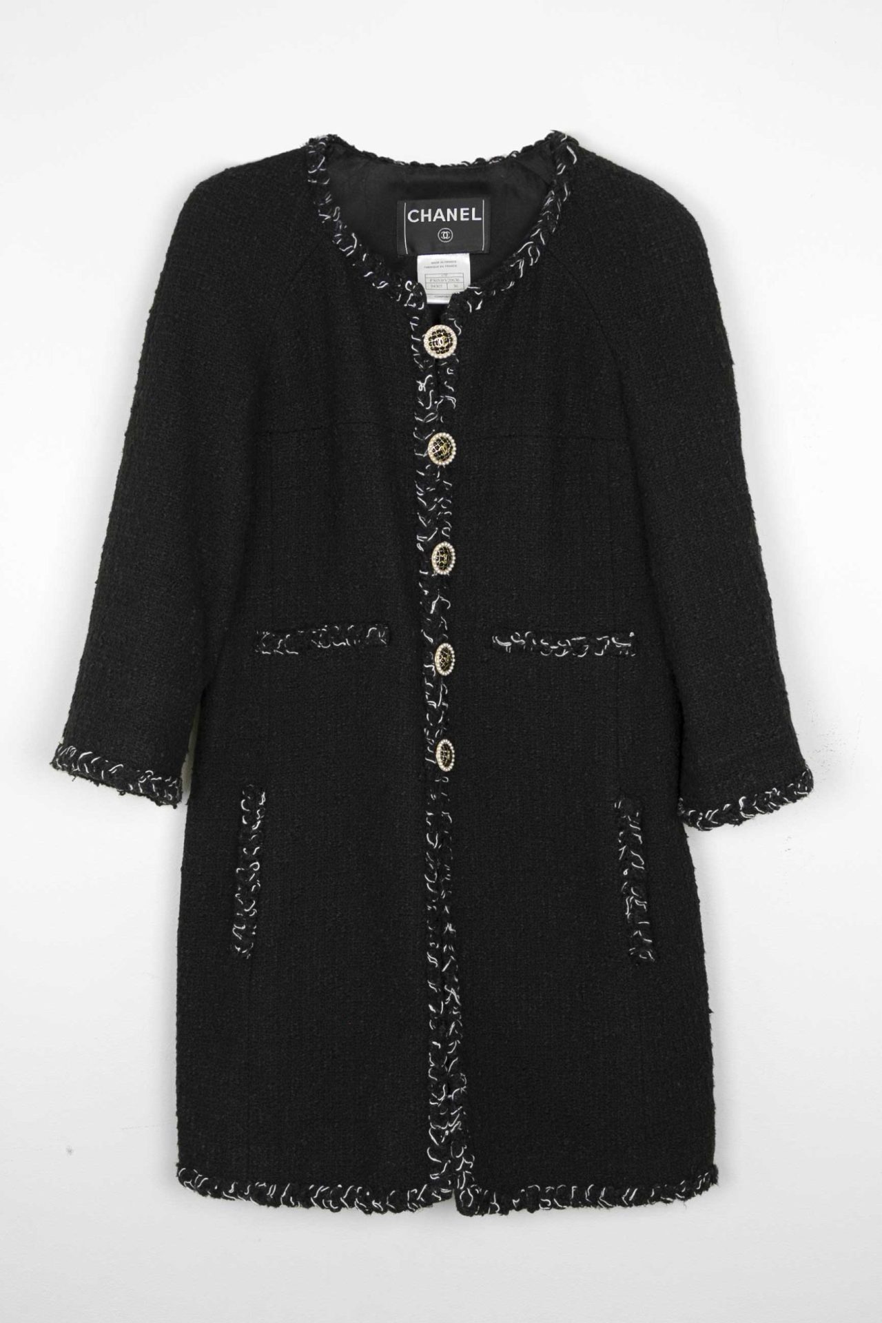 chanel autentisk tweed jakke 2007 vårkolleksjon made in france perleknapper