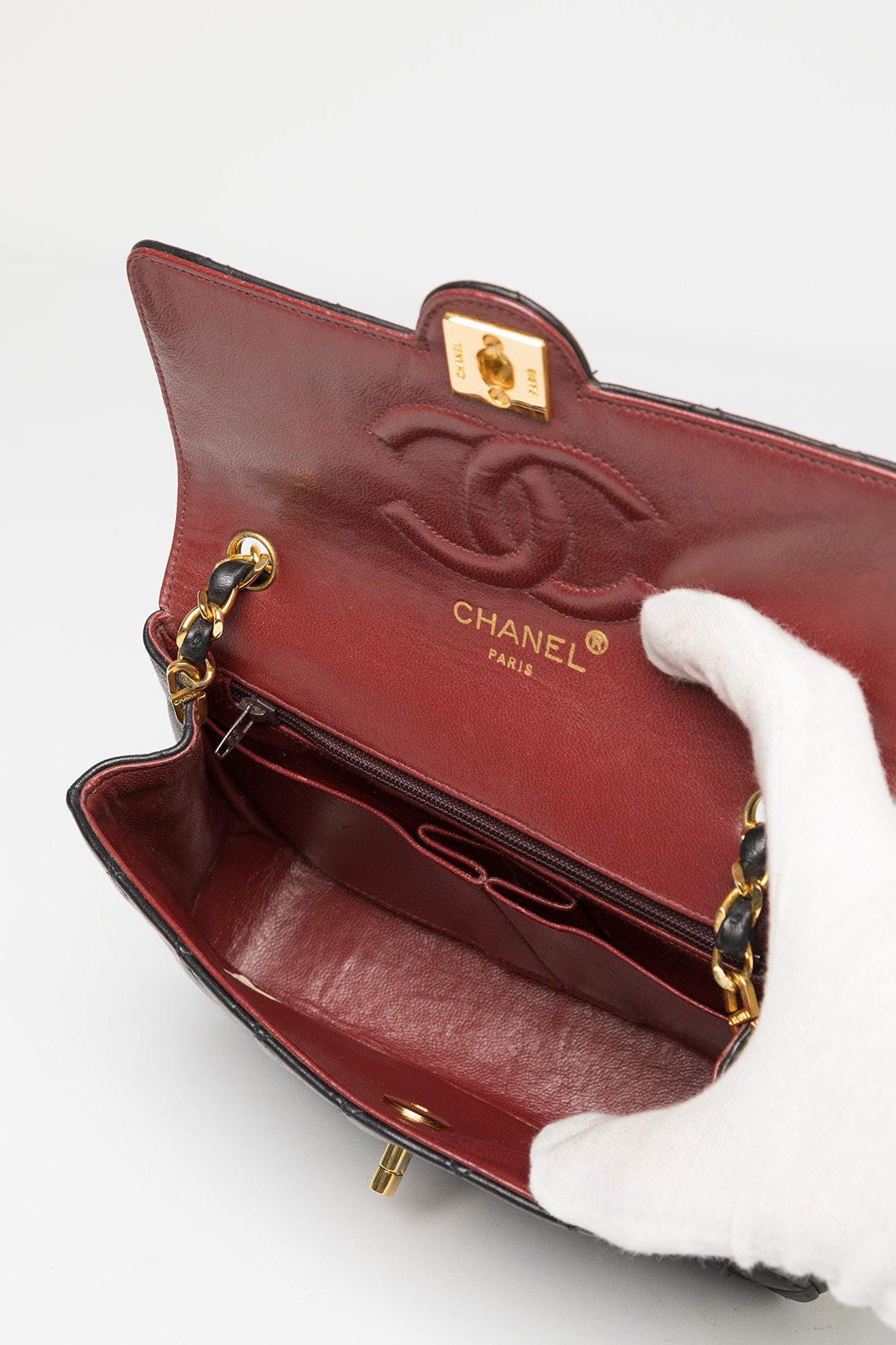vintage chanel bag inside