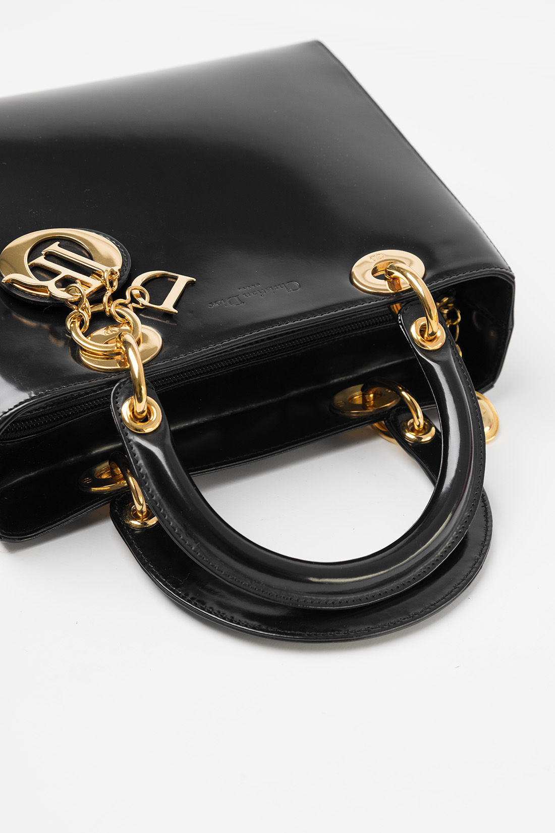 lady dior black shiny gold