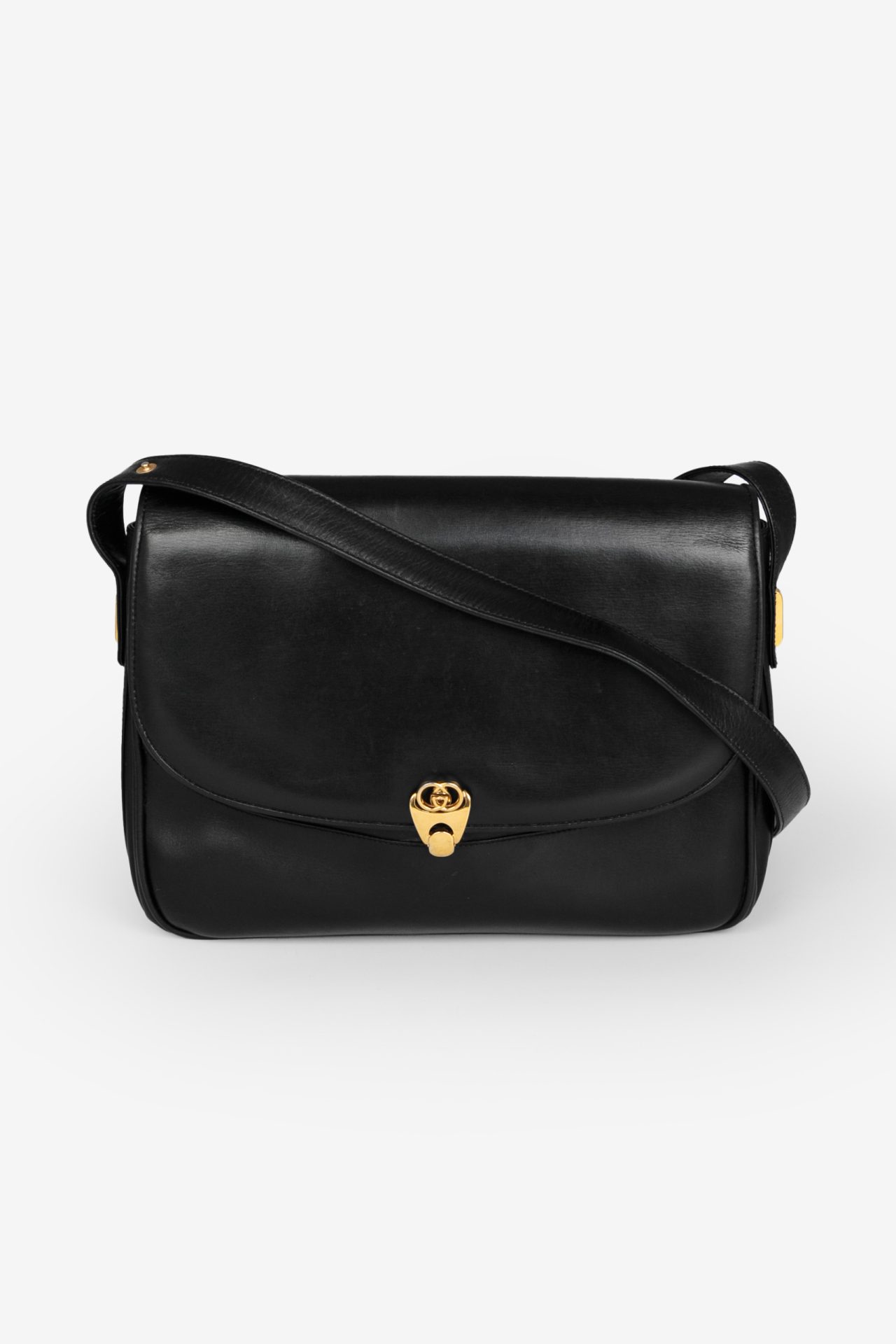 gucci box bag black leather ghw gg interlocking