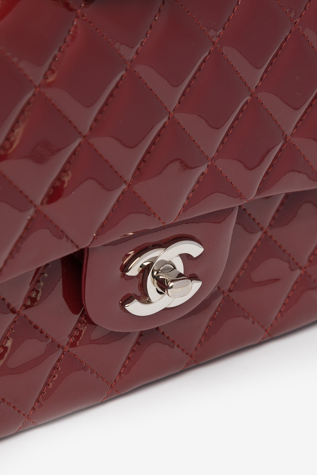 burgundy patent bag