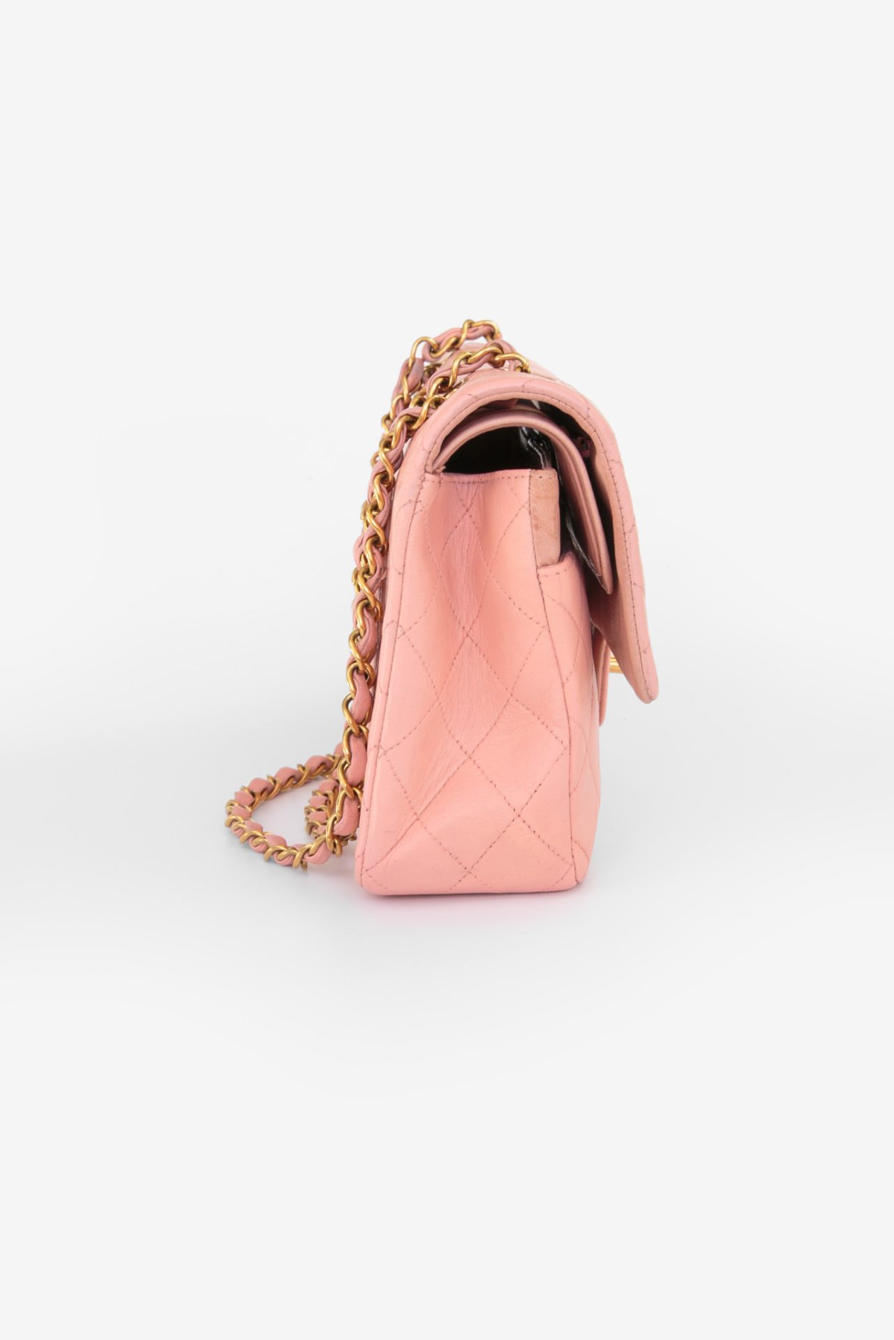 chanel classic medium pink side