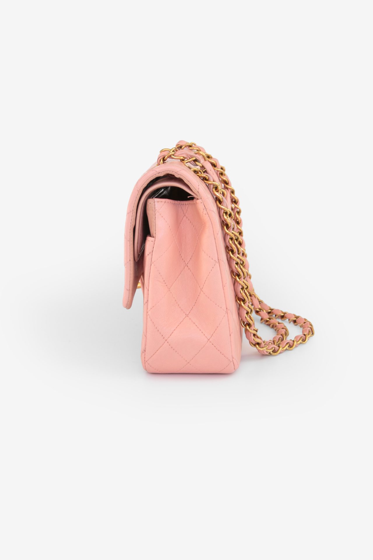 chanel classic medium pink side