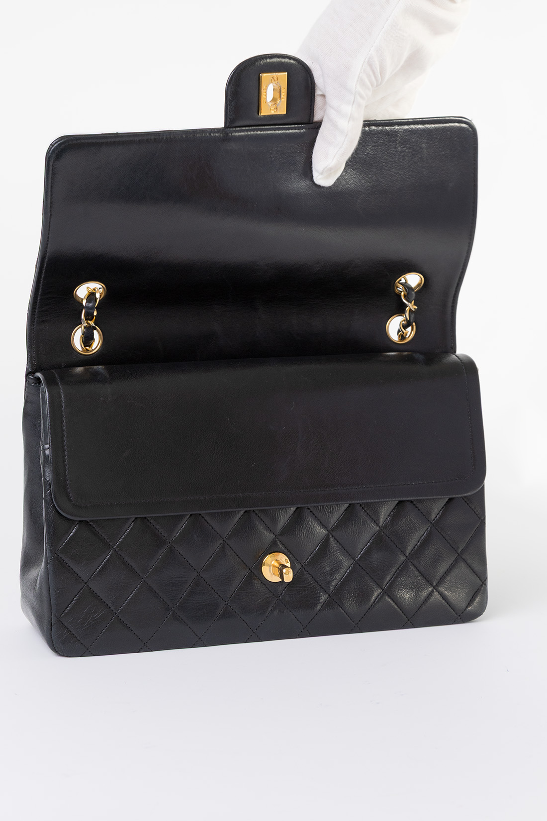 chanel flap bag open