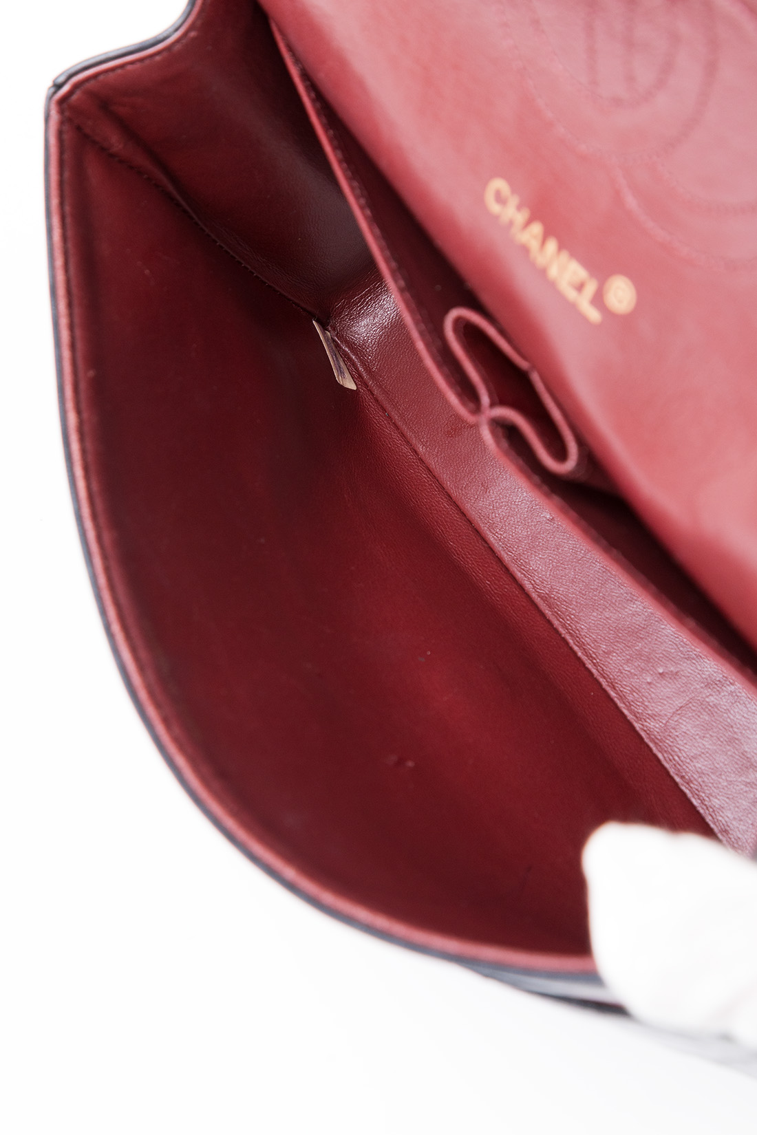interior red leather chanel bag
