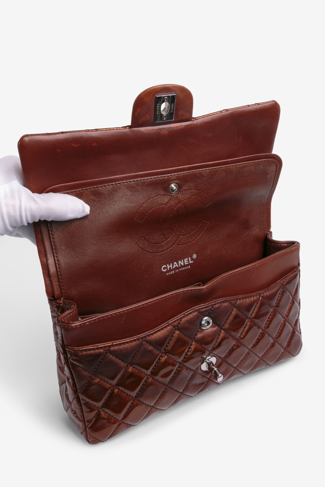 chanel classic double flap medium interior brown