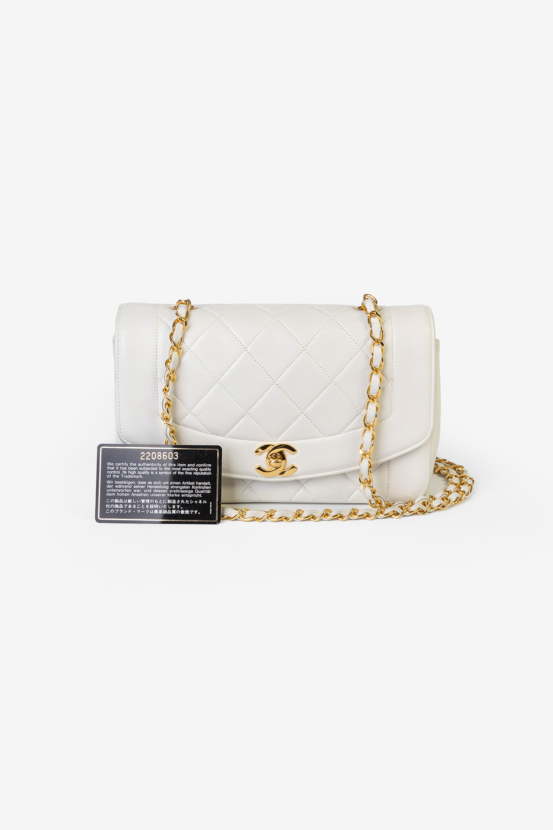 chanel diana single flap white small