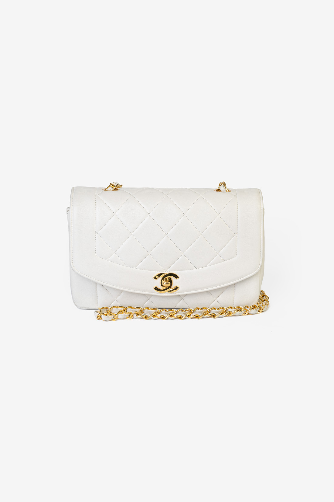 chanel diana white bag