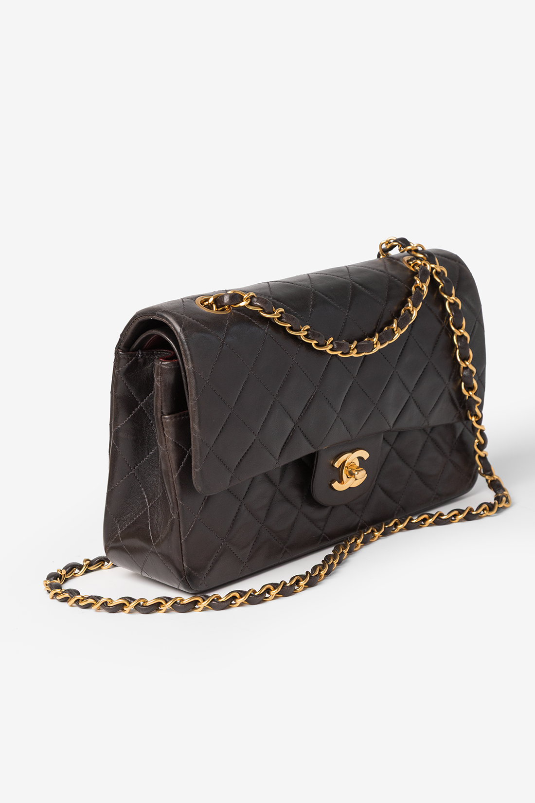 chanel bag brown classic double flap bag medium ghw