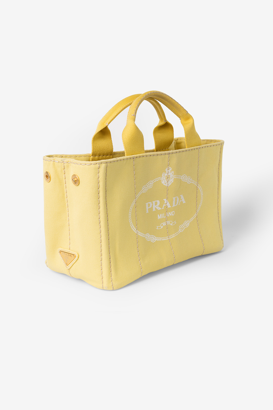 Prada Canapa Canvas Tote Yellow Small | CHOUCHOU.NO