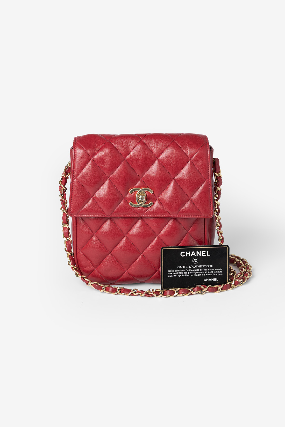 chanel classic mini single flap bag red