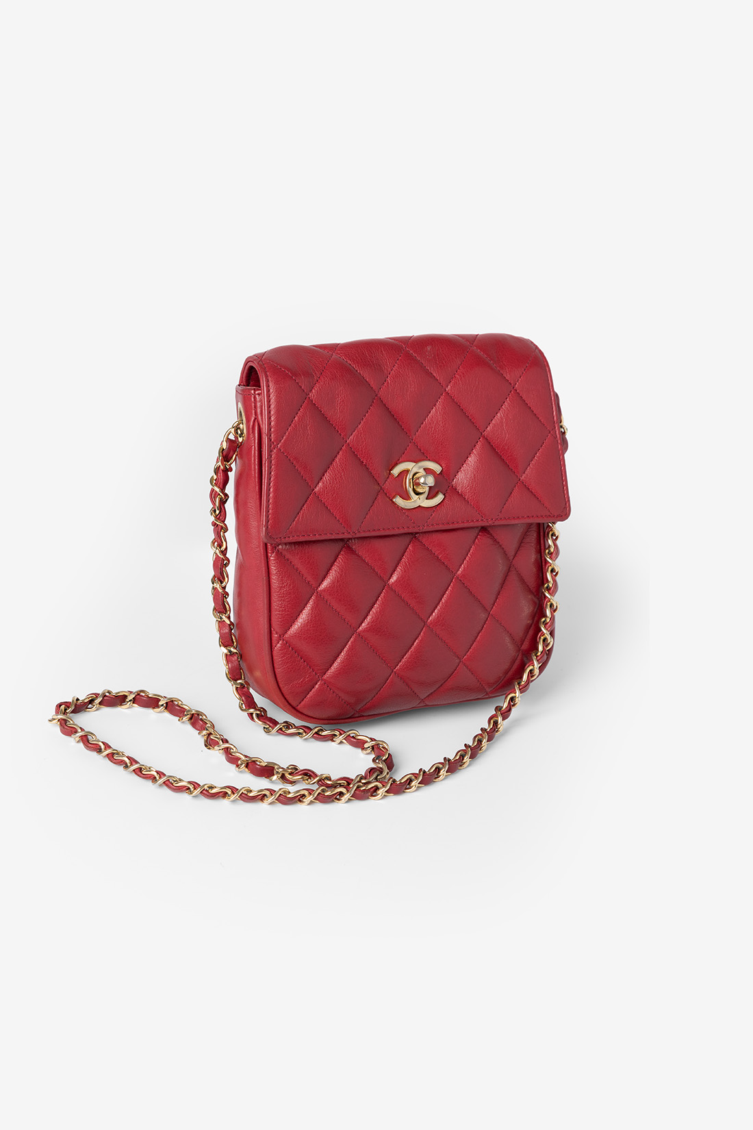chanel single flap mini red lambskin