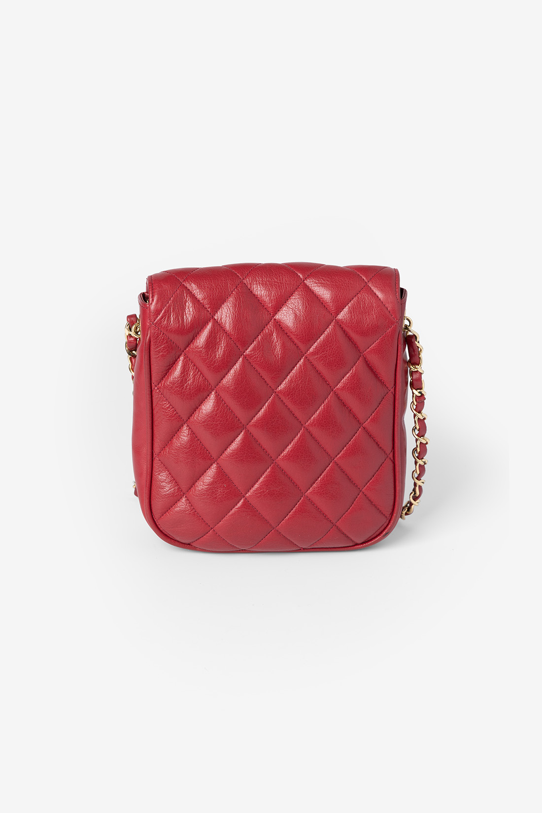 chanel back of red mini bag