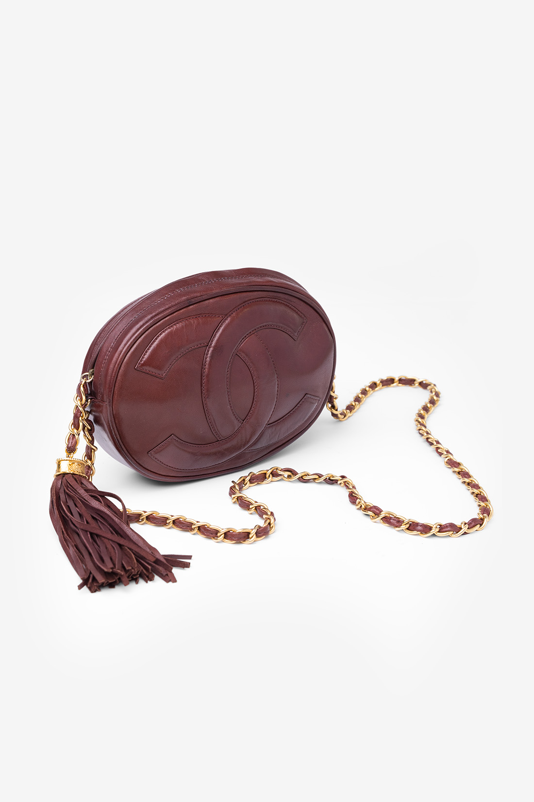 Chanel burgundy cc logo crossbody bag