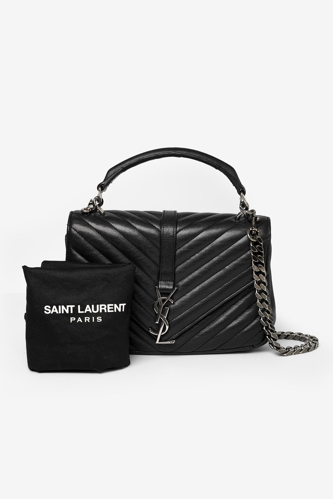 YSL college flap bag black shw with dust bag