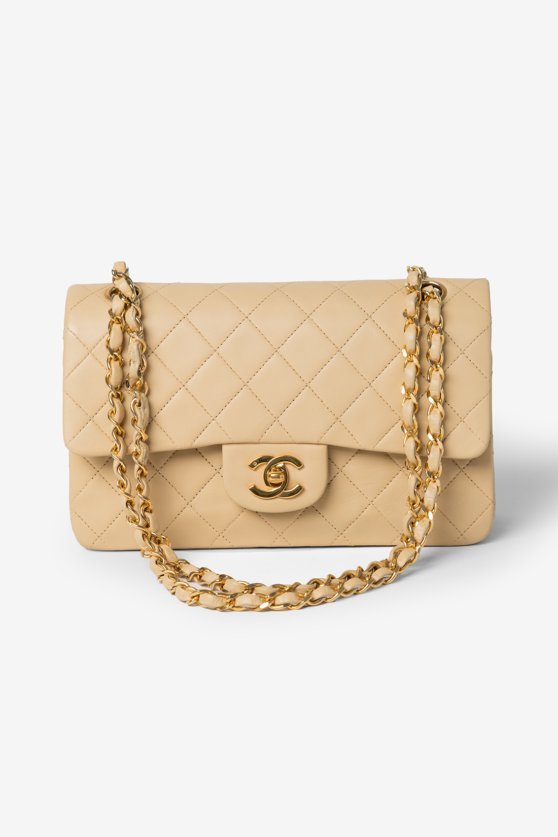 chanel beige classic small flap bag