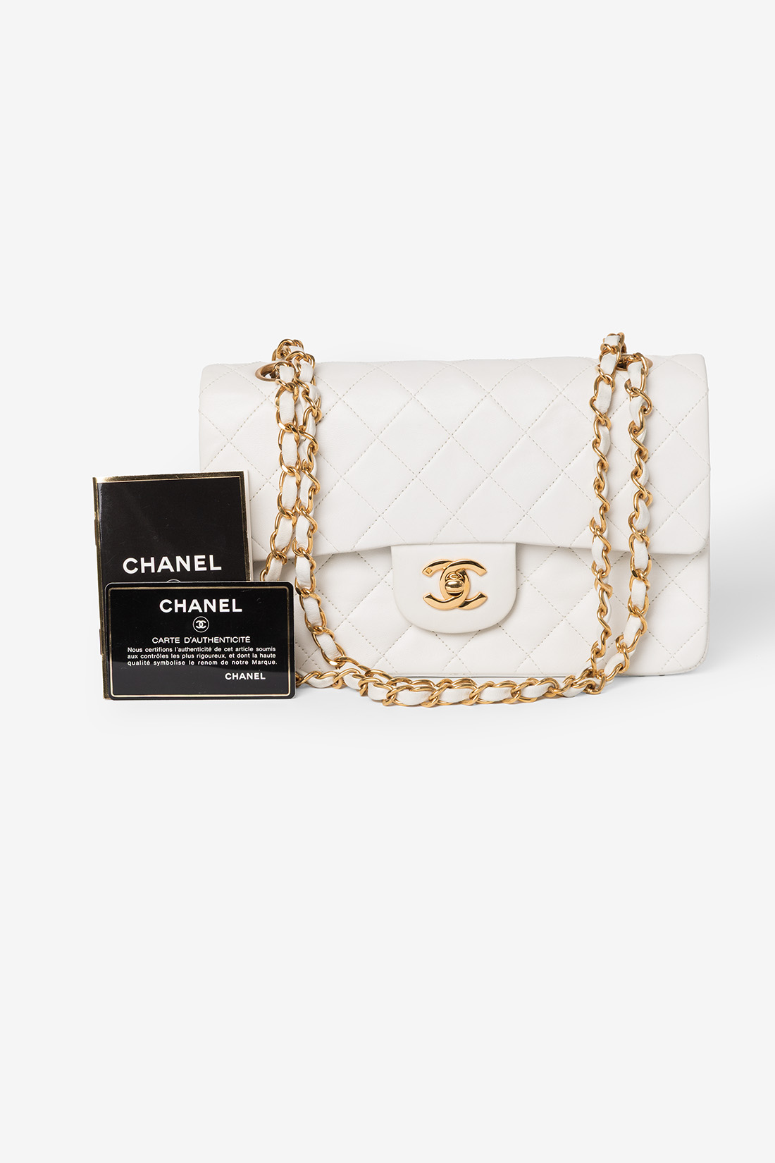 chanel medium classic double flap bag white