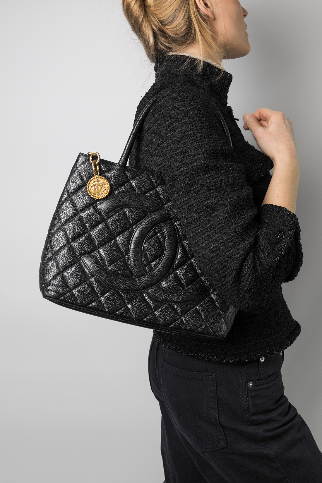 chanel medallion on model